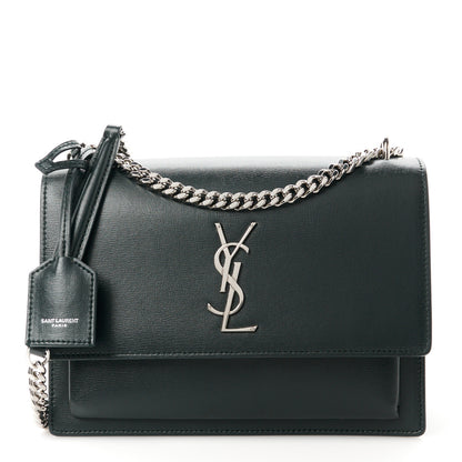 Saint Laurent Calfskin Medium Monogram Sunset Dark Green 1 of 11