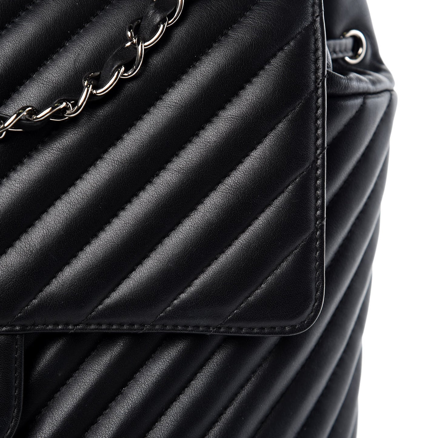 Calfskin Chevron Quilted Large Urban Spirit Backpack Black