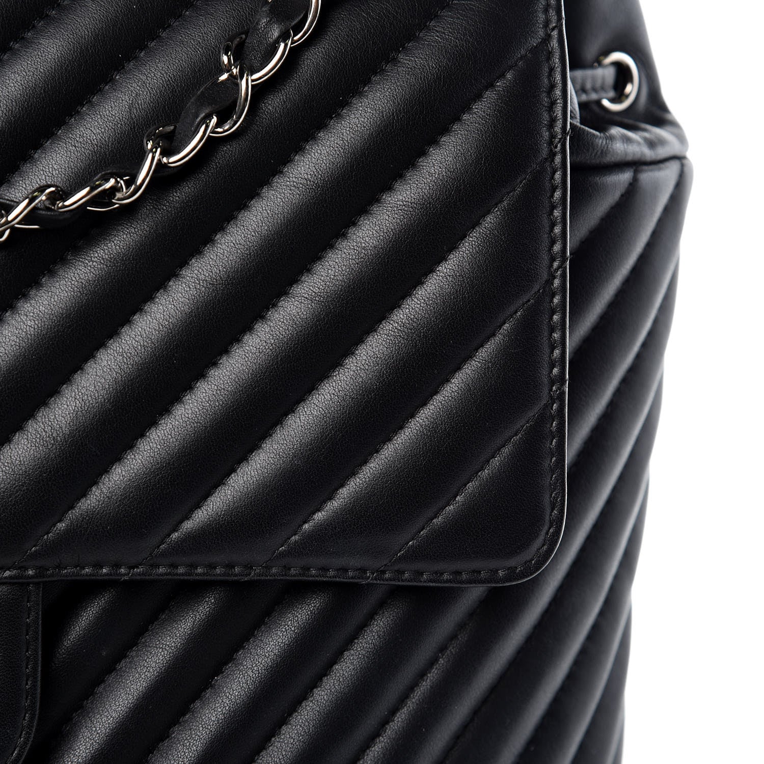 Chanel Calfskin Chevron Quilted Large Urban Spirit Backpack Black 12 of 13