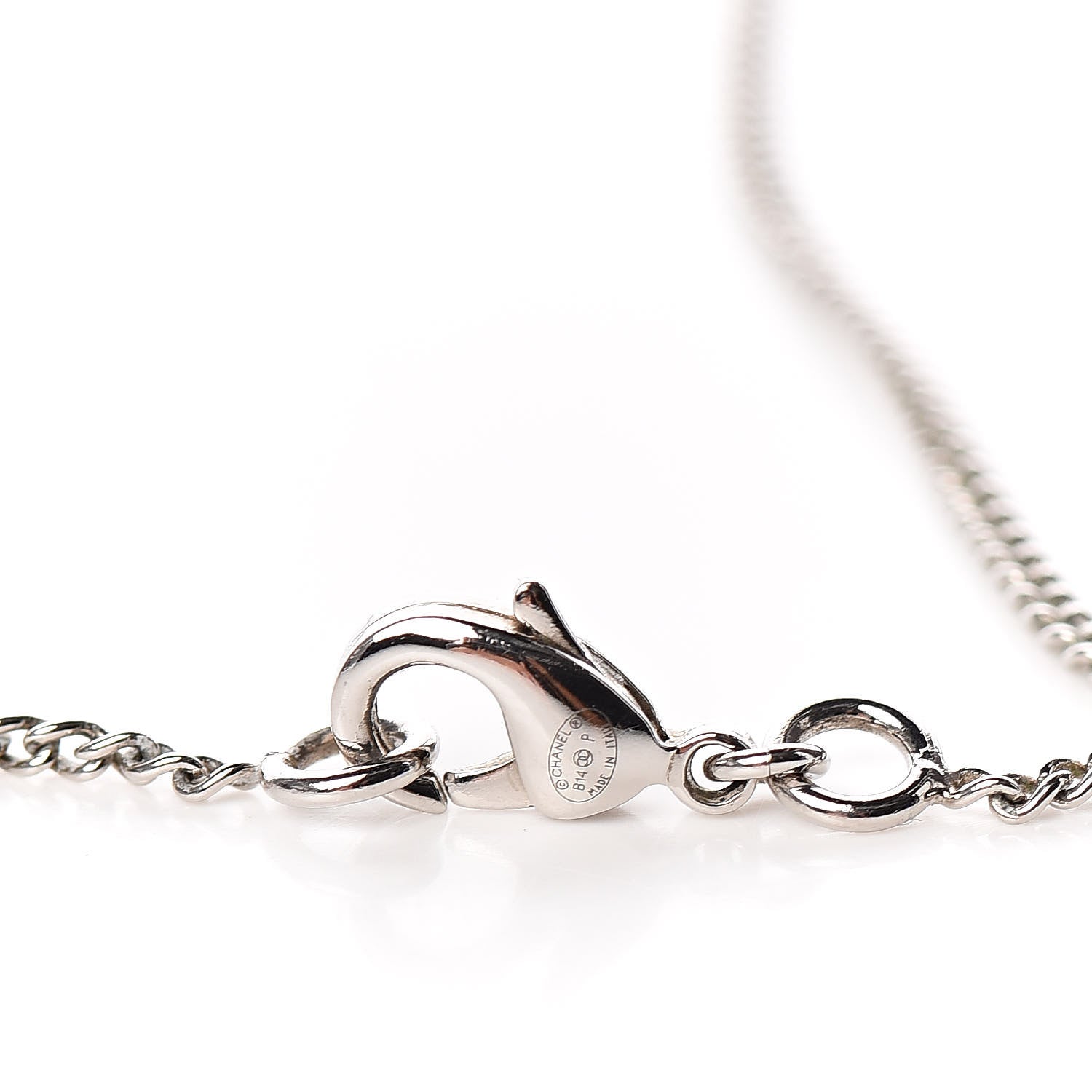 Chanel Baguette Crystal Pearl CC Lariat Necklace Silver 4 of 6