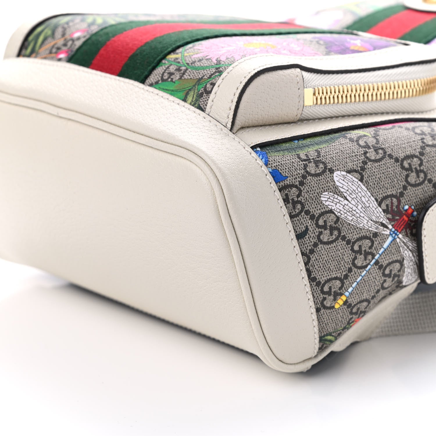 Gucci GG Supreme Monogram Flora Web Small Ophidia Day Backpack White 9 of 9
