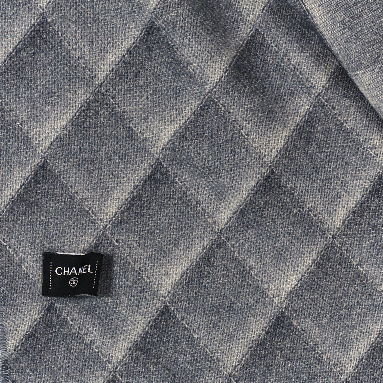 Chanel Cashmere Quilted Print CC Scarf Grey Multicolor 3 of 4