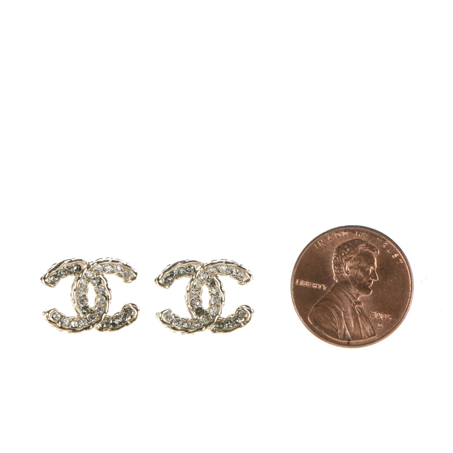 Crystal CC Earrings Light Gold