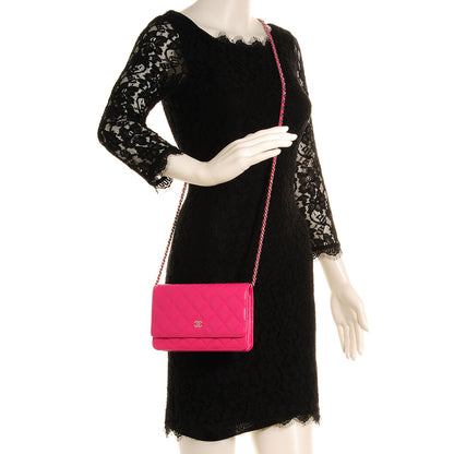 Chanel Lambskin Wallet On Chain WOC Fuchsia 2 of 8