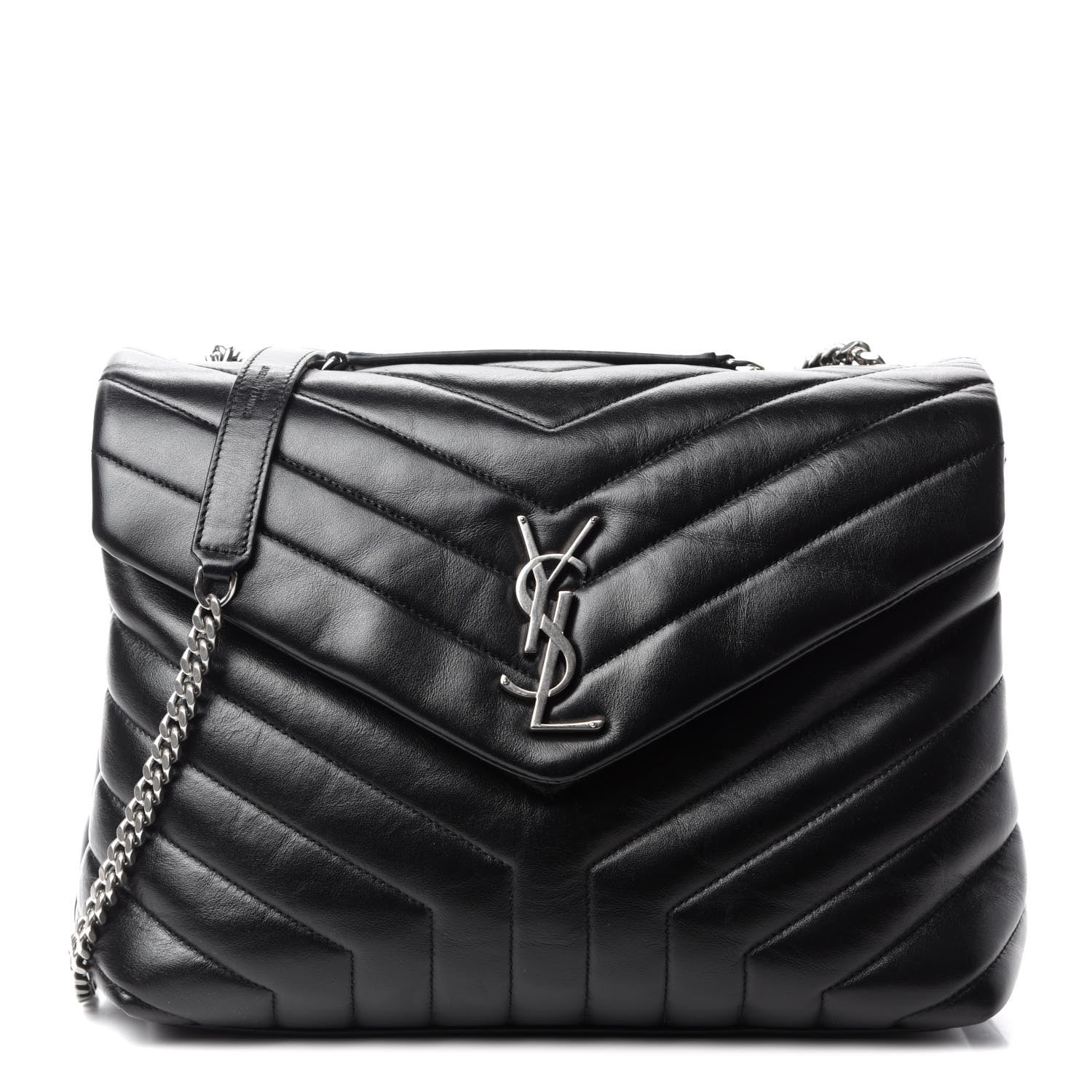 Saint Laurent Calfskin Y Quilted Monogram Medium Loulou Chain Satchel Black 1 of 11