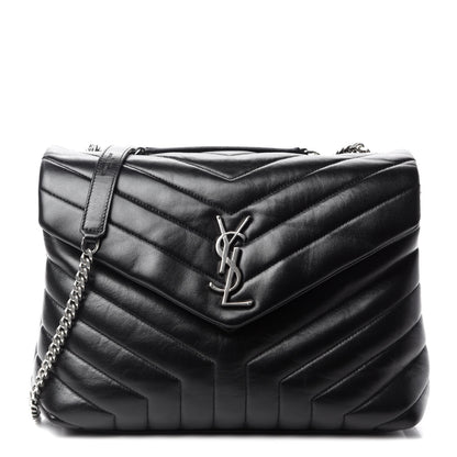 Saint Laurent Calfskin Y Quilted Monogram Medium Loulou Chain Satchel Black 1 of 11