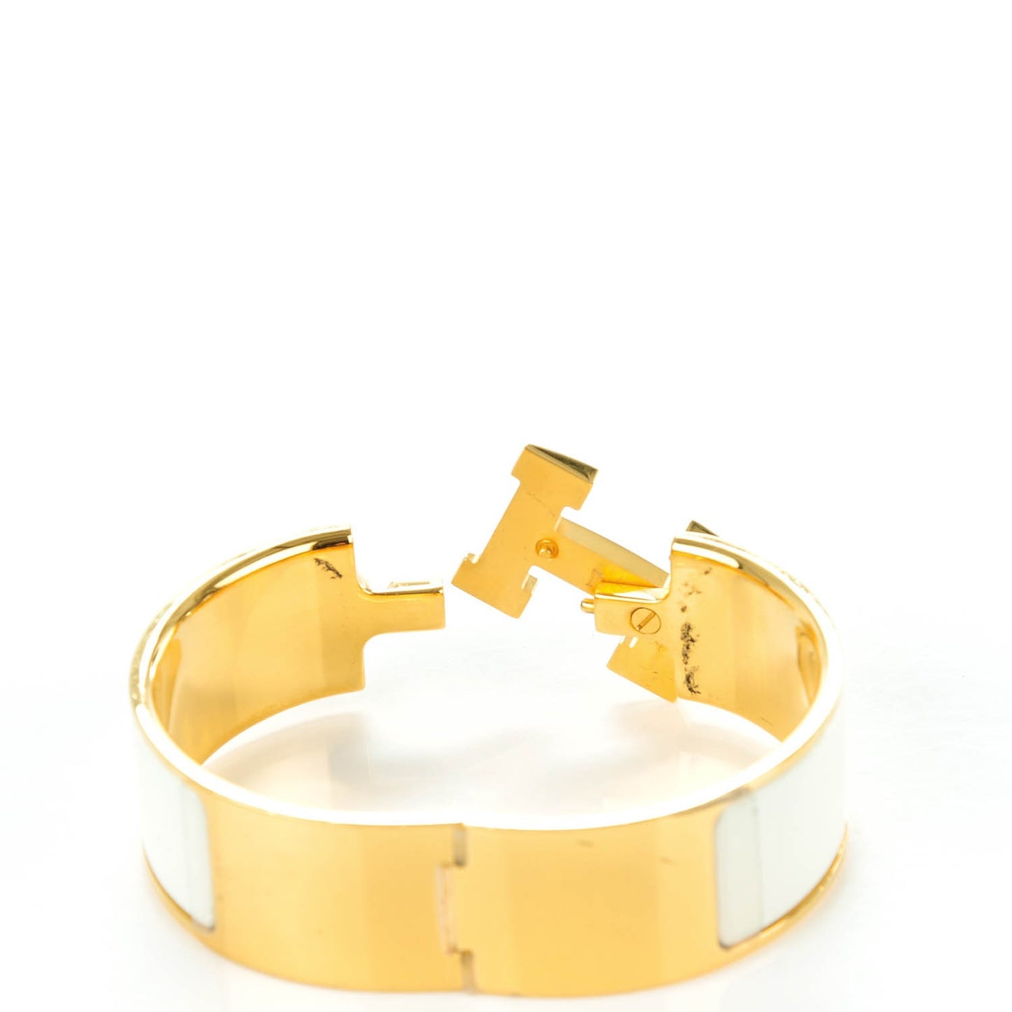 Enamel Wide Clic Clac H Bracelet GM White