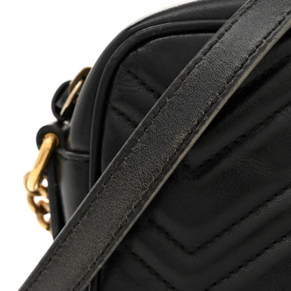 Gucci Calfskin Matelasse Mini GG Marmont Chain Shoulder Bag Black 15 of 17