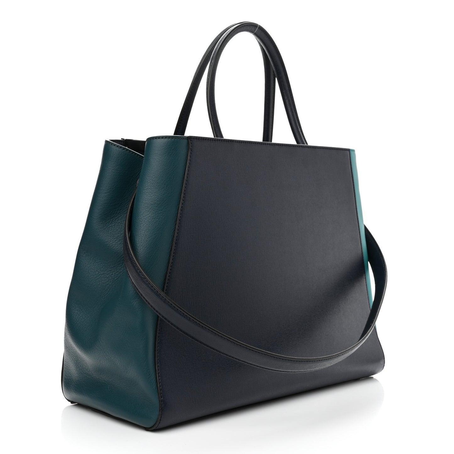 Vitello Elite Colorblock Regular 2Jours Tote Lavagna Lago Oceano