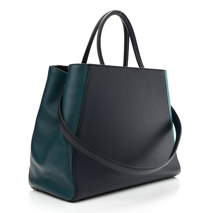 Fendi Vitello Elite Colorblock Regular 2Jours Tote Lavagna Lago Oceano 3 of 12