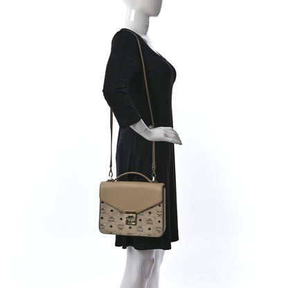 MCM Visetos Calfskin Medium Patricia Satchel Beige 2 of 9