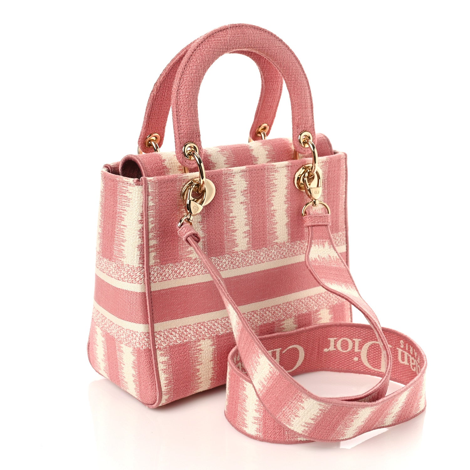 Christian Dior Canvas Medium D-Stripes Lady D-Lite Pink 3 of 8