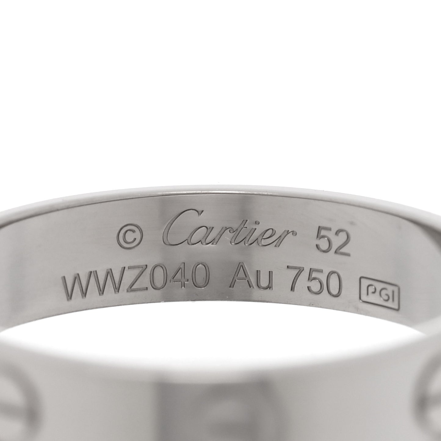 18K White Gold 3.5mm LOVE Wedding Band Ring 52 6