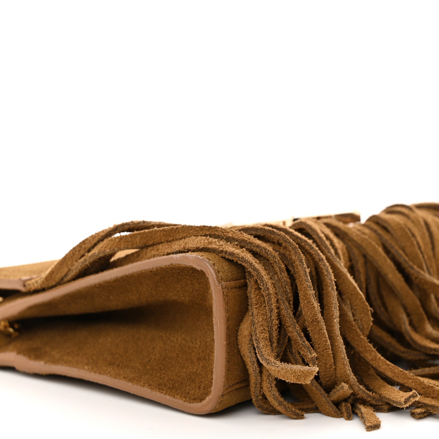 Saint Laurent Suede Fringe Small Monogram Satchel Light Ocre 9 of 10