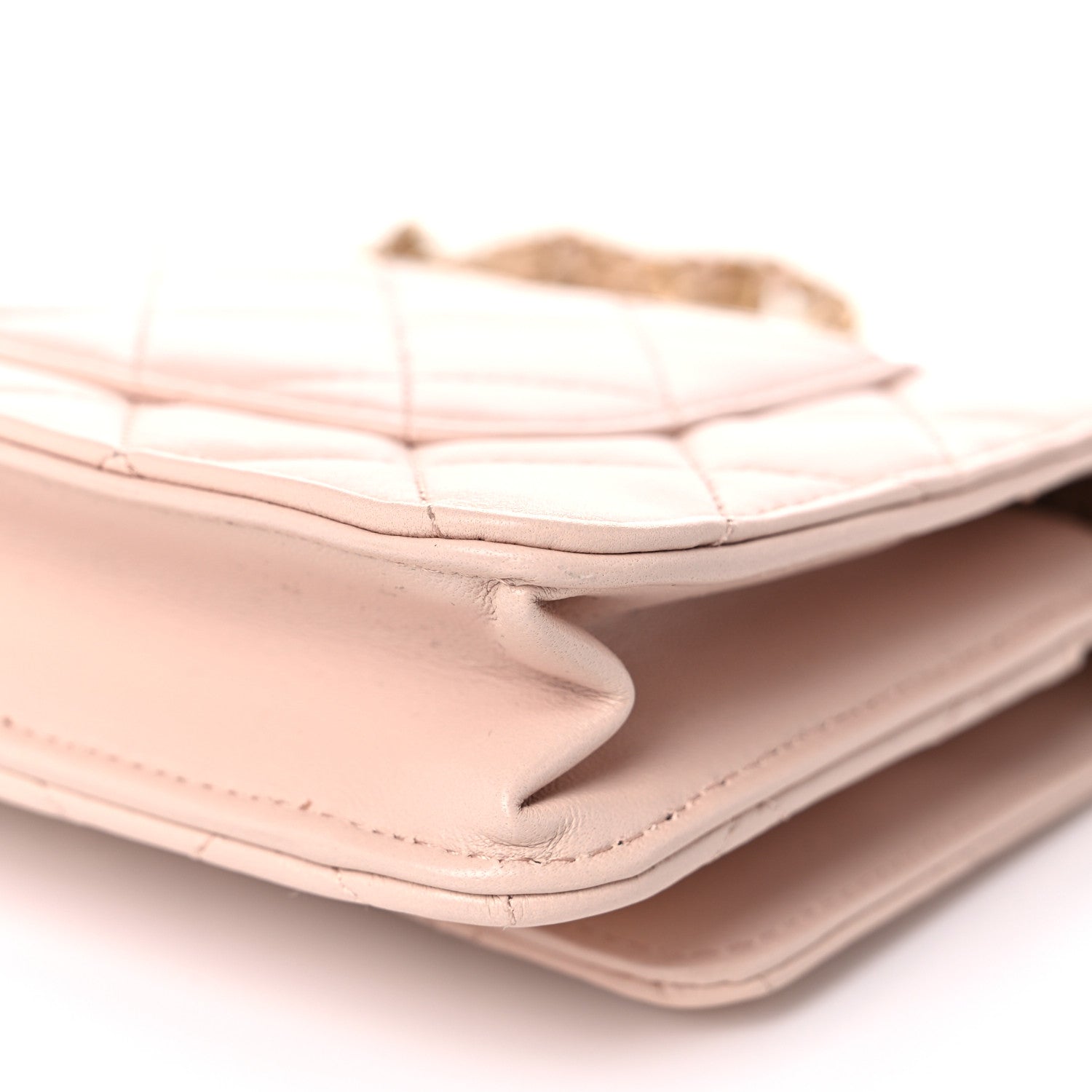 Chanel Lambskin Quilted CC Pearl Crush Wallet on Chain WOC Light Beige 12 of 13