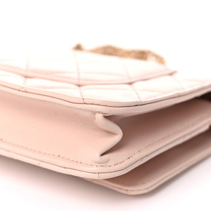 Chanel Lambskin Quilted CC Pearl Crush Wallet on Chain WOC Light Beige 12 of 13
