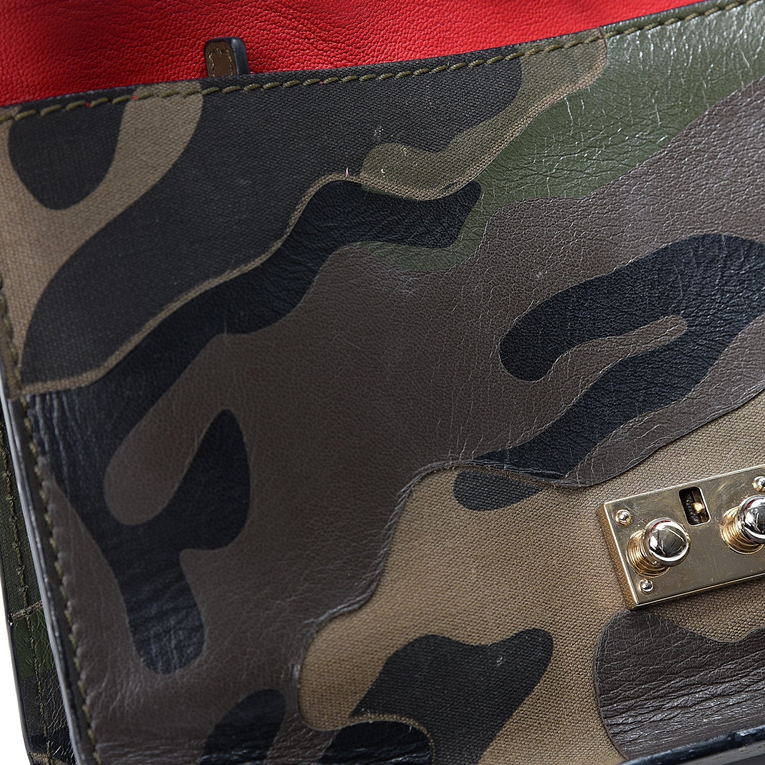 Valentino Garavani Nappa Canvas Camouflage Medium Glam Lock Rockstud Flap Verde 13 of 13