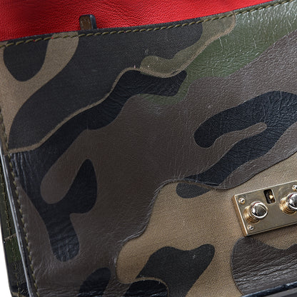 Valentino Garavani Nappa Canvas Camouflage Medium Glam Lock Rockstud Flap Verde 13 of 13