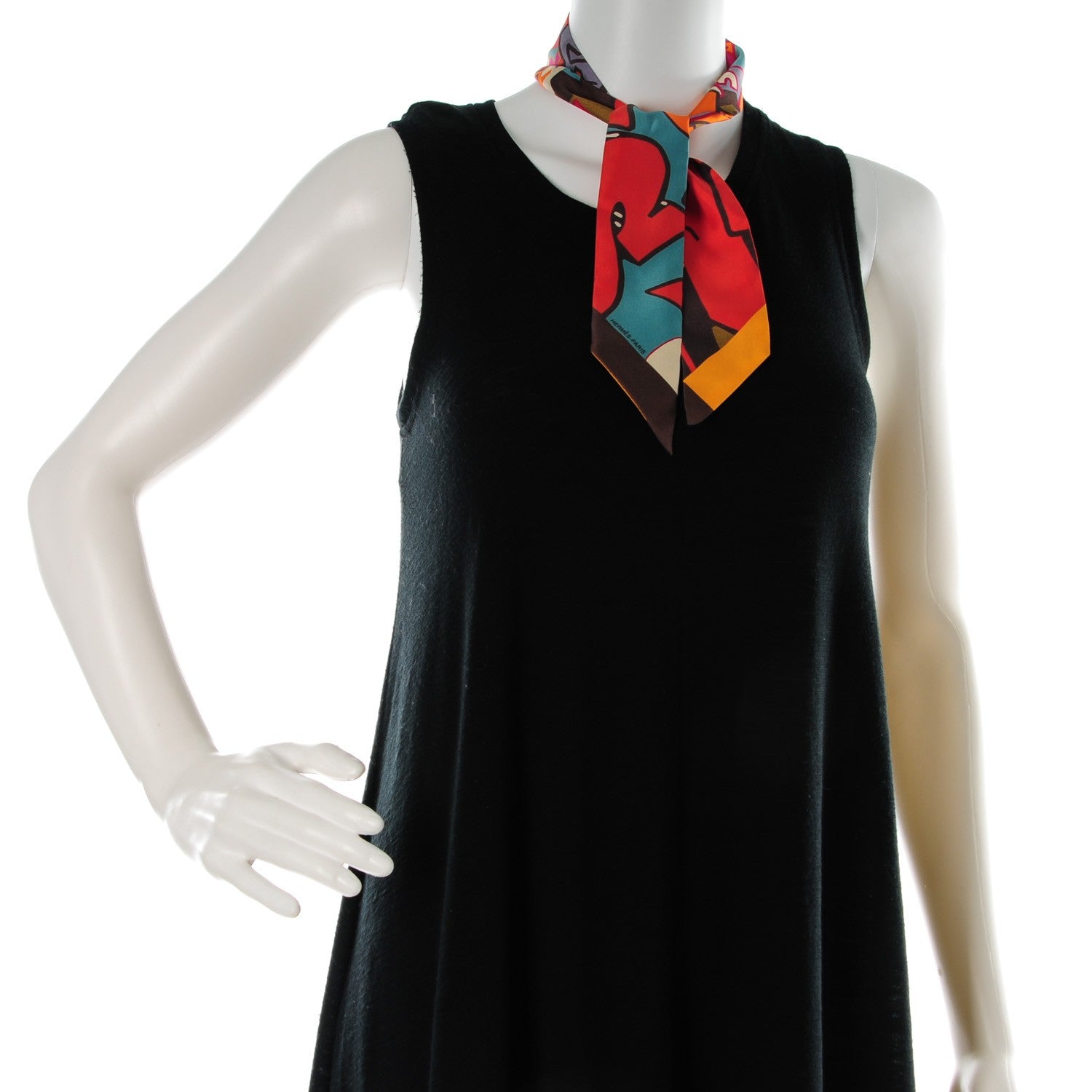 Hermes Silk Graff Graffiti Twilly Marron Orange Vert De Gris 2 of 5