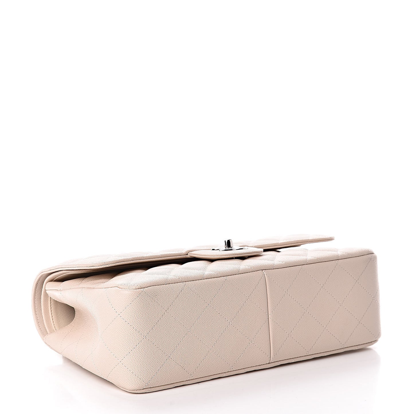 Caviar Quilted Jumbo Double Flap Light Beige
