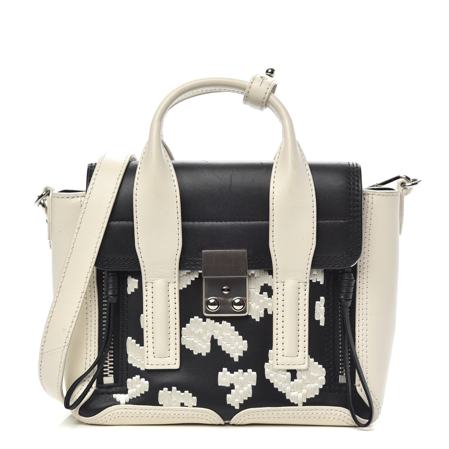 3.1 Phillip Lim Mini Embroidered Pashli Satchel White Black 1 of 13