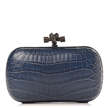 Bottega Veneta Crocodile Knot Clutch Blue 1 of 6
