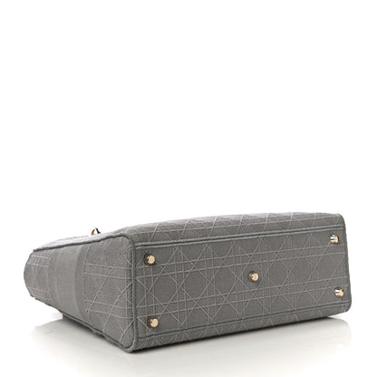 Christian Dior Canvas Embroidered Cannage Lady D-Lite Gray 4 of 10