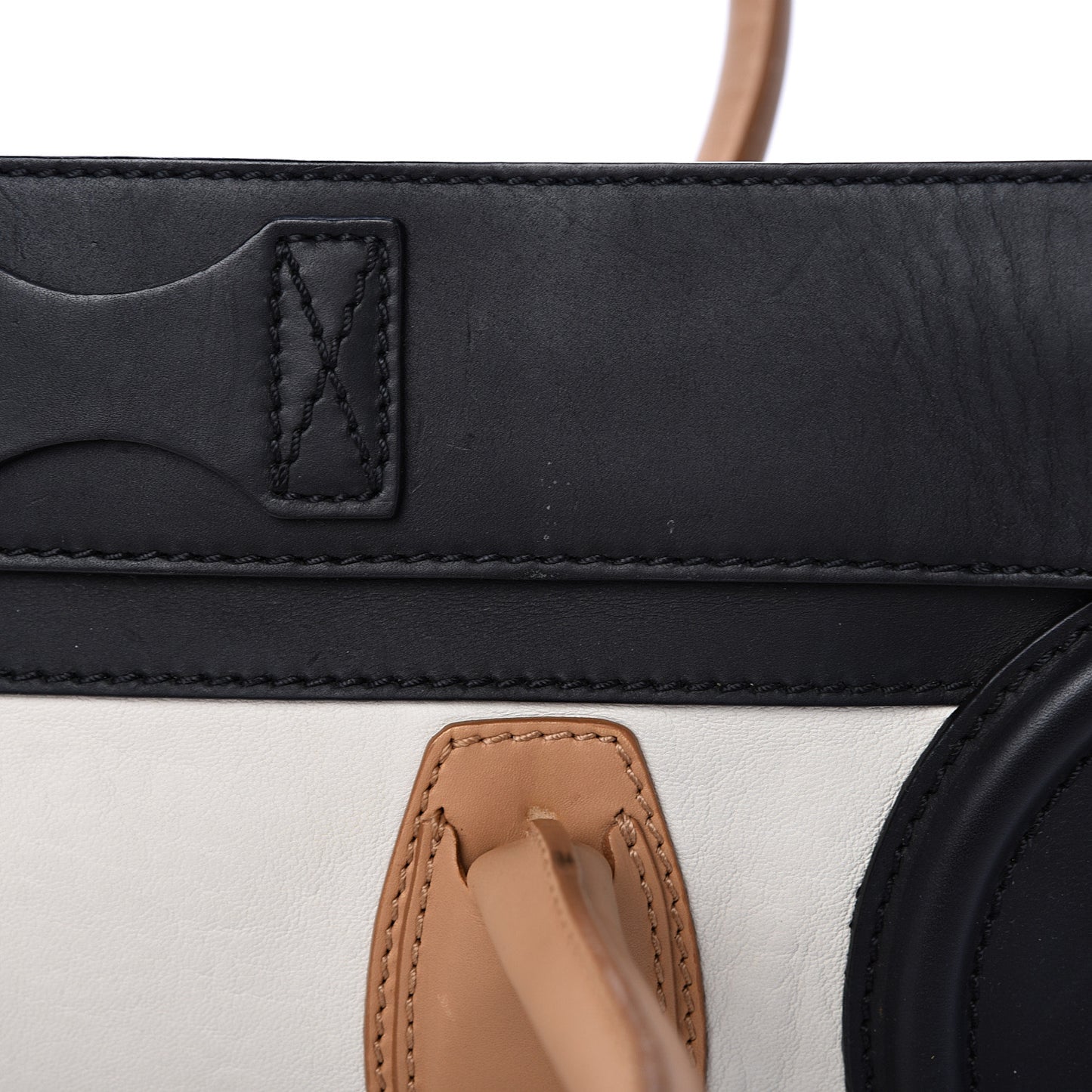 Calfskin Mini Tri-Color Luggage Black Brown White