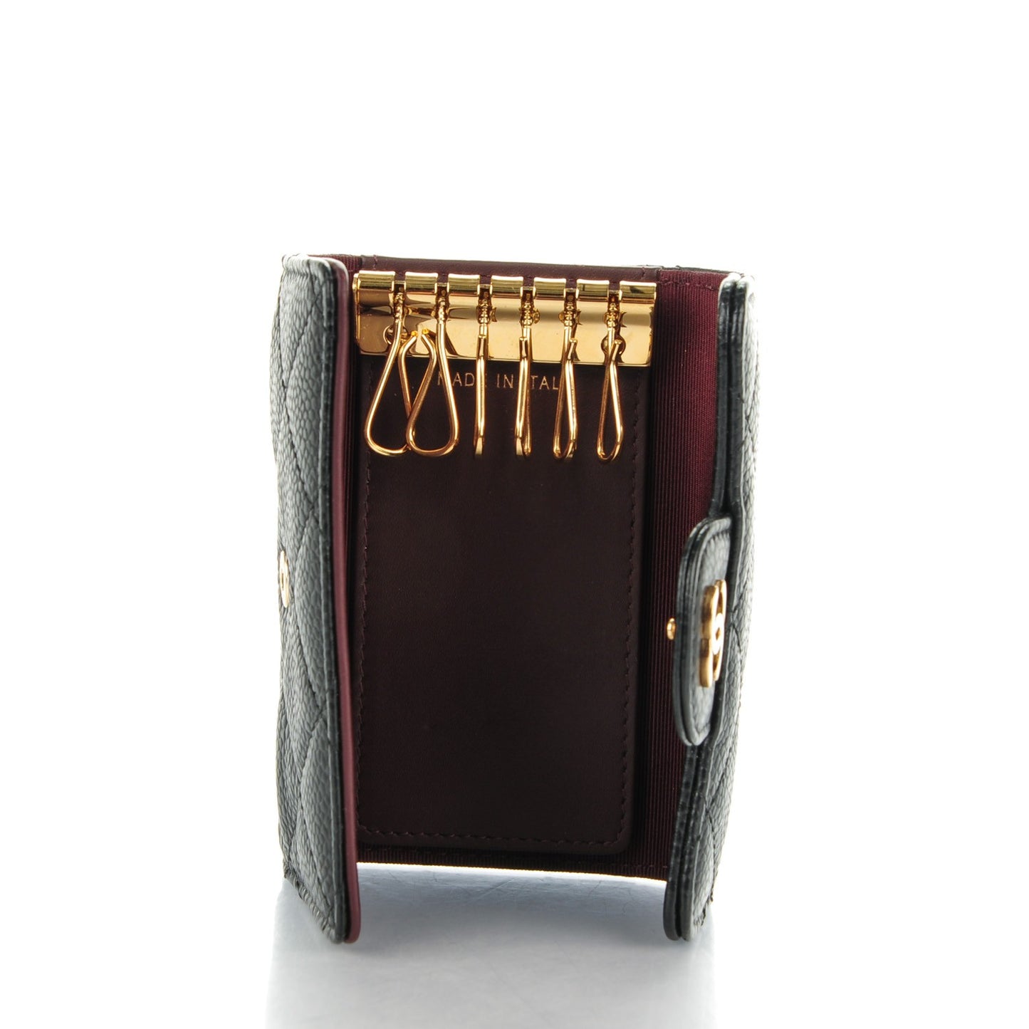 Caviar Quilted 6 Key Holder Black