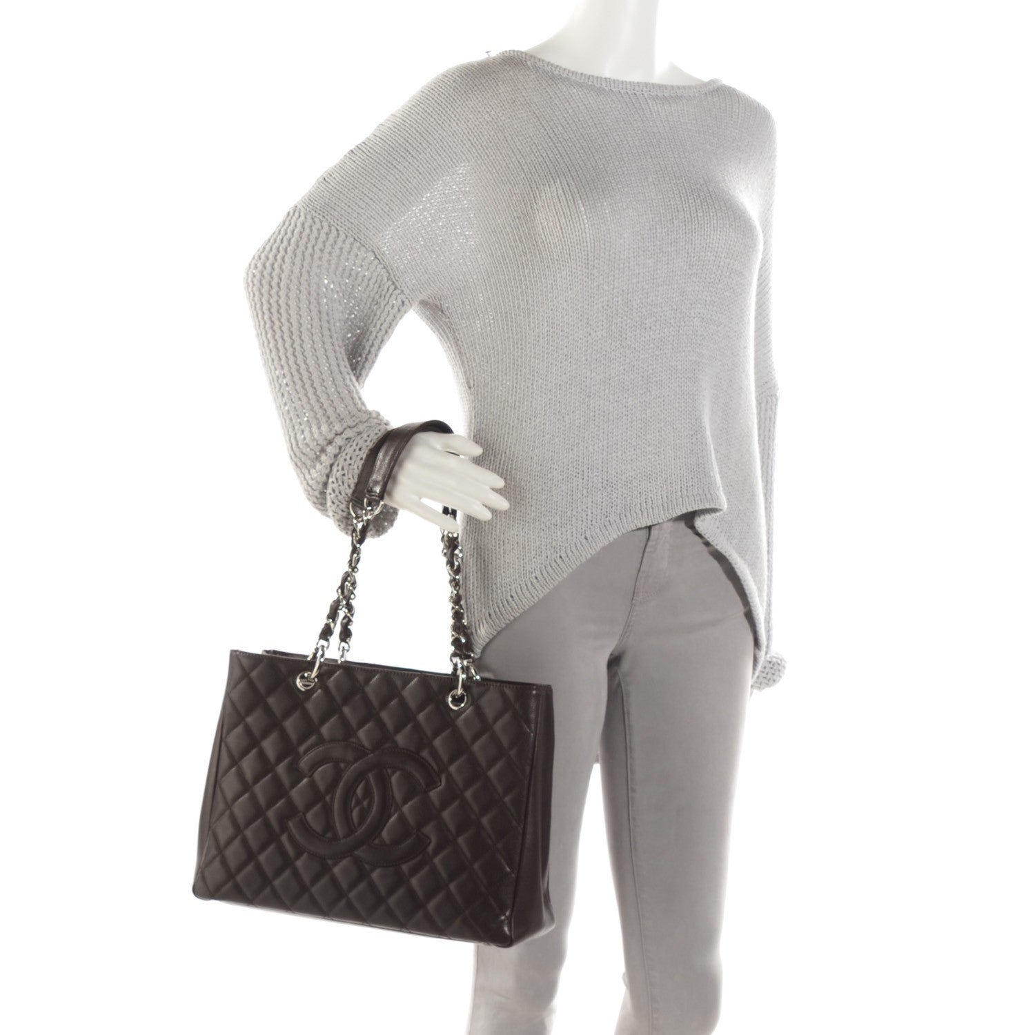 Chanel Caviar Quilted Grand Shopping Tote GST Dark Brown 2 of 10