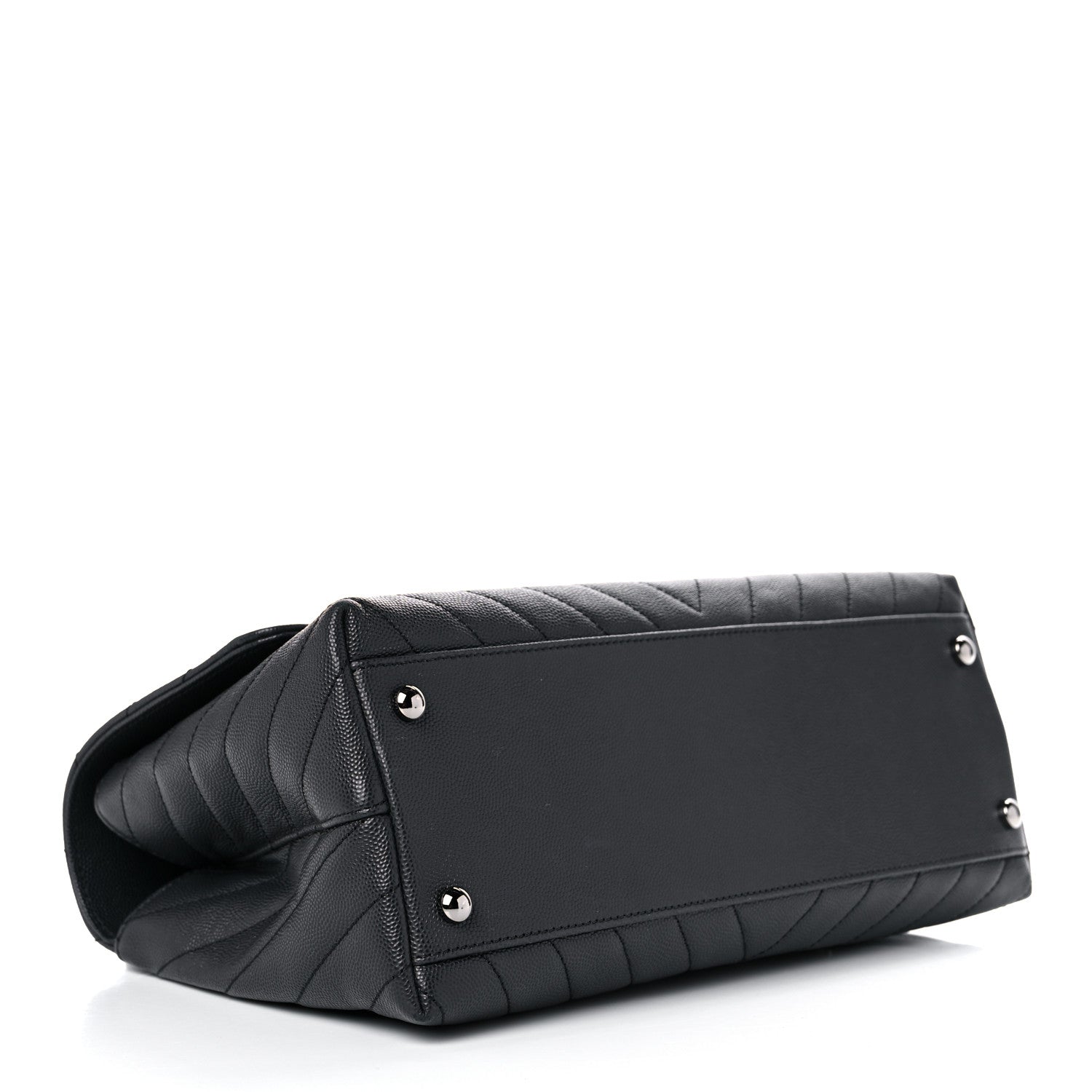 Chanel Caviar Chevron Quilted Small Coco Handle Flap Dark Grey 4 of 10