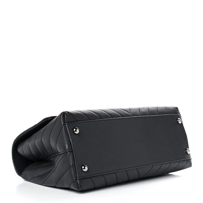 Chanel Caviar Chevron Quilted Small Coco Handle Flap Dark Grey 4 of 10