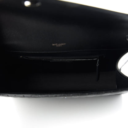 Saint Laurent Grain De Poudre Textured Mixed Matelasse Large Triquilt Monogram Monochrome Satchel Black 5 of 10