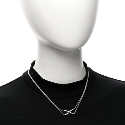 Tiffany Sterling Silver Paloma Picasso Double Chain X Pendant Necklace 2 of 4