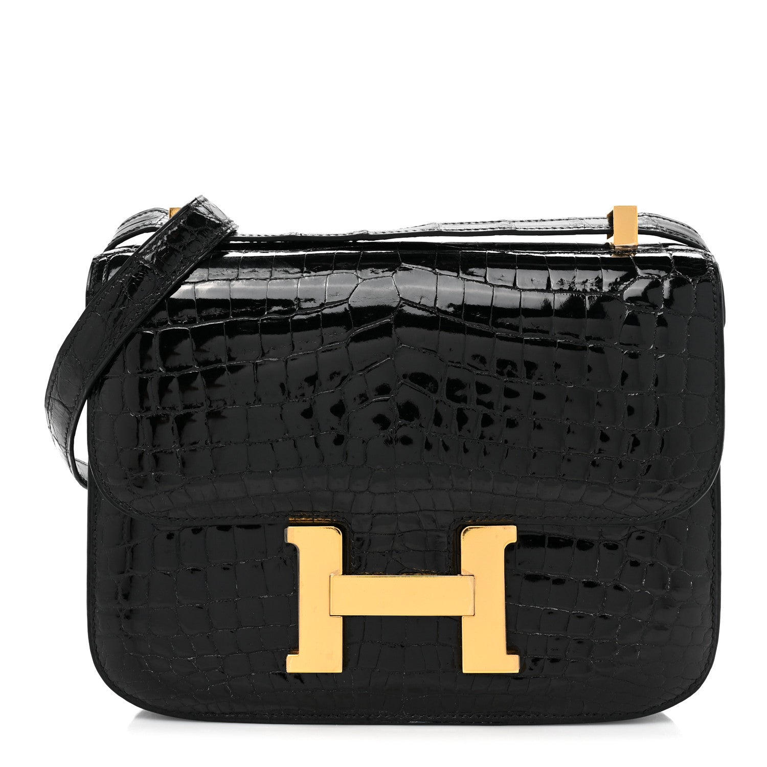 Hermes Shiny Niloticus Crocodile Constance 23 Black 1 of 9