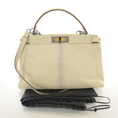 Fendi Goatskin Stingray Medium Peekaboo Iconic Satchel White Pink 3 of 8