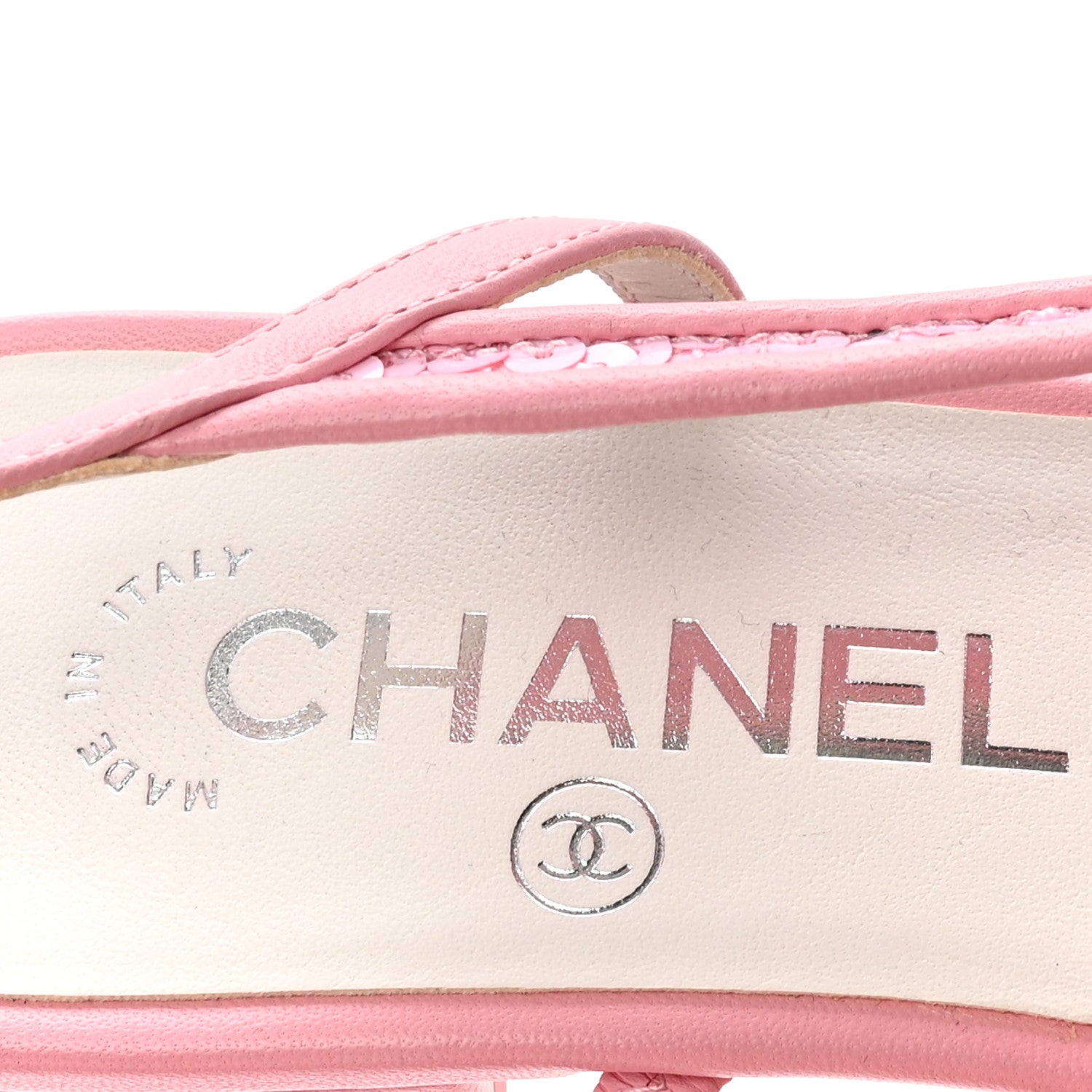 Chanel Sequins Satin Cap Toe CC Slingback Flat 36 Pink Black 8 of 9