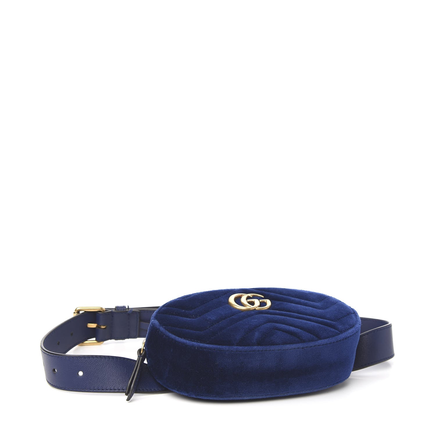 Gucci Velvet Matelasse GG Marmont Belt Bag 75 30 Cobalt Blue 3 of 9
