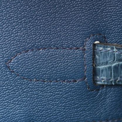 Hermes Shiny Porosus Crocodile Birkin 35 Bleu Roi 19 of 39