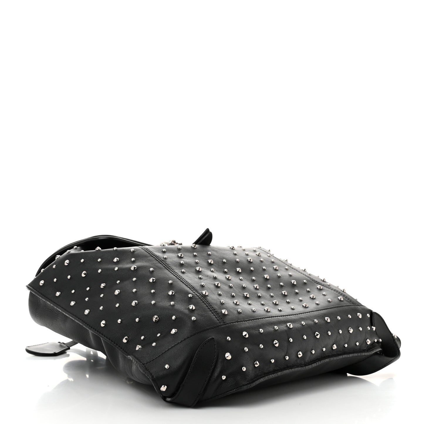 Calfskin Studded Padlock Backpack Black