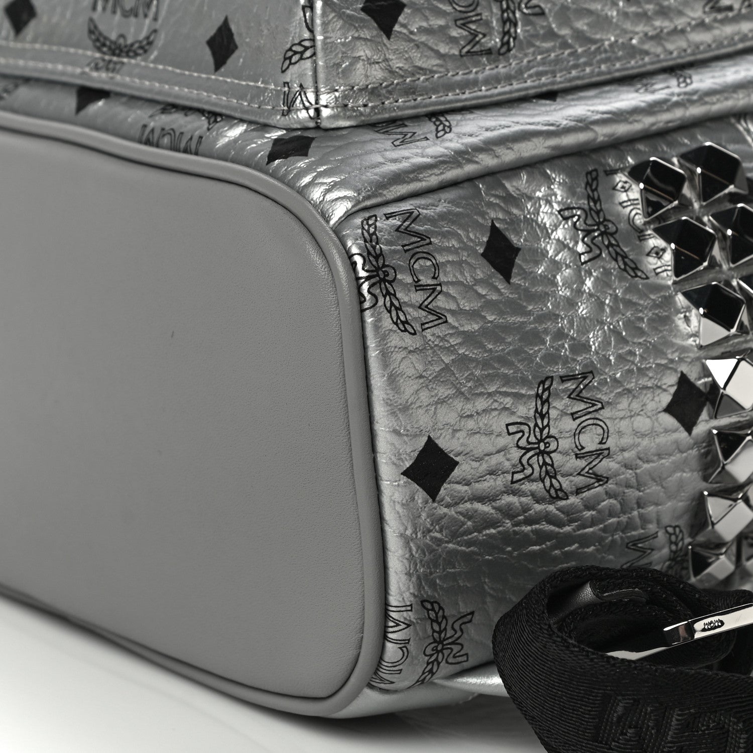 MCM Visetos Small Side Stud Stark Backpack Silver 9 of 9
