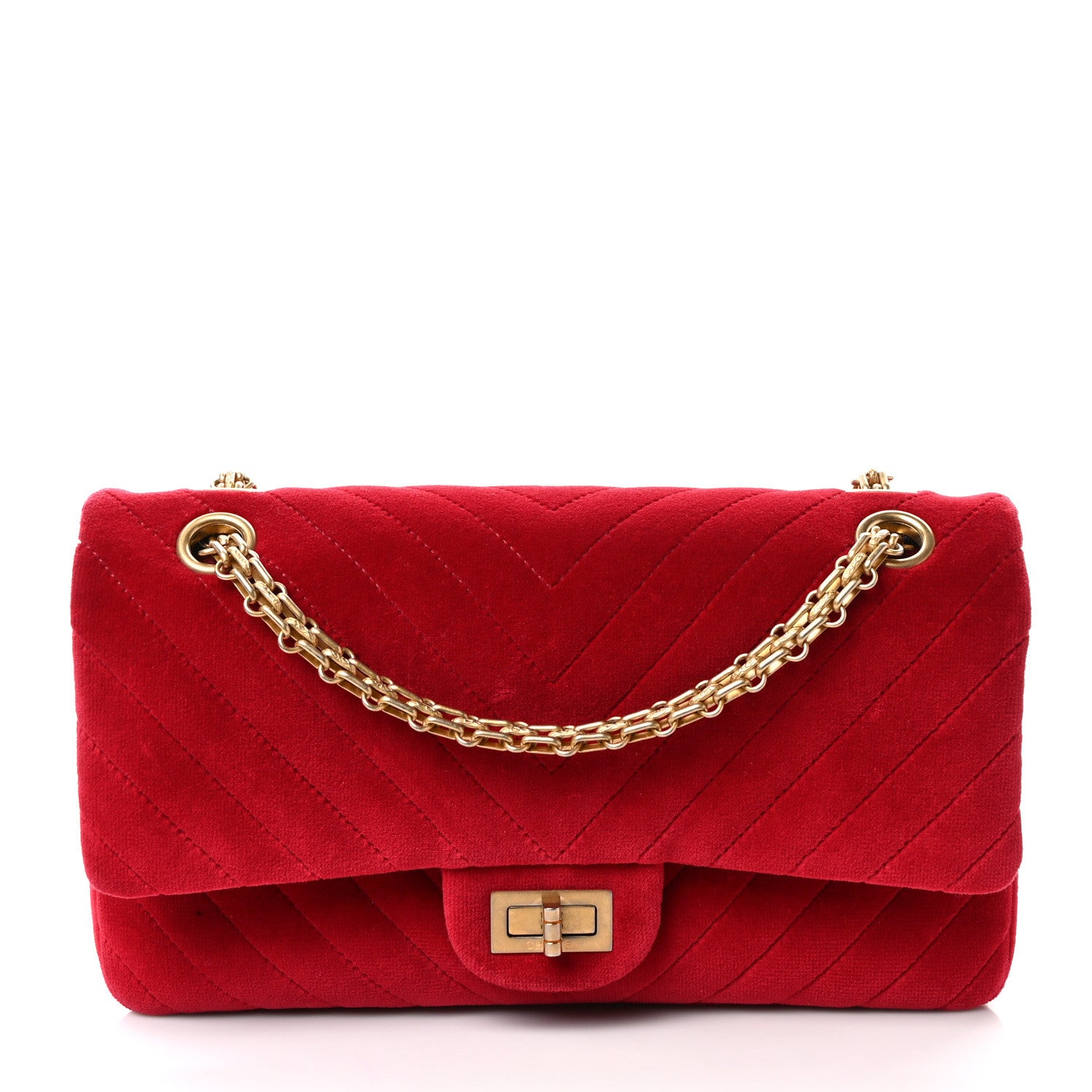 Chanel Velvet Chevron Quilted 2.55 Reissue 225 Flap Red 2 of 24