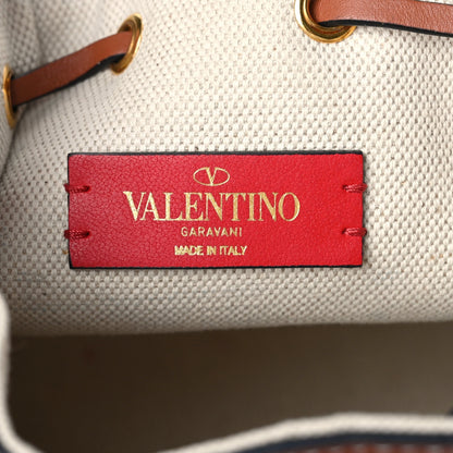 Valentino Garavani Raffia Calfskin Vlogo Drawstring Shoulder Bag Naturale Saddle Brown 8 of 8