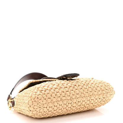 Fendi Straw Vitello King Woven Baguette Natural Ghianda 4 of 9