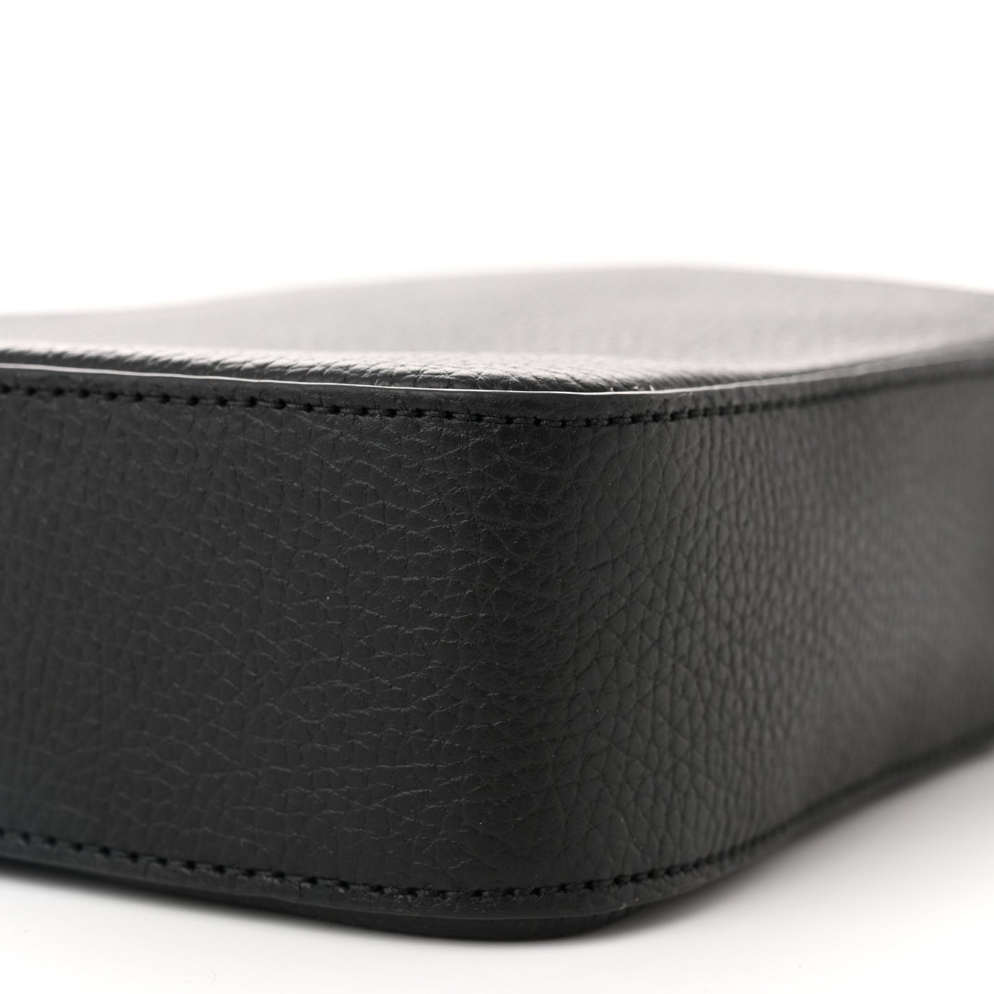 Pebbled Calfskin Logo Embossed Thornton Messenger Bag Black