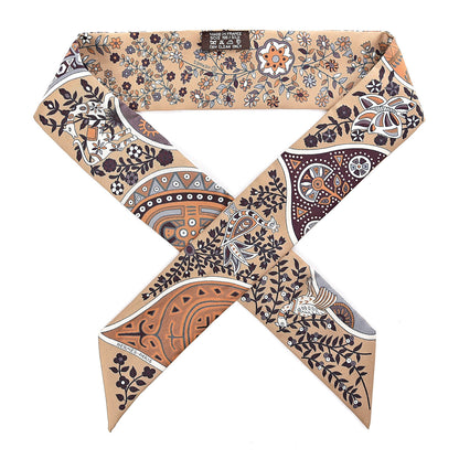 Hermes Silk L'Arbre De Vie Twilly Camel Gris Bleuete Caramel 1 of 5