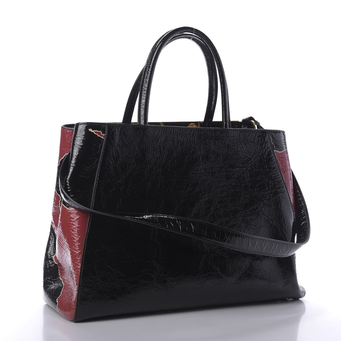 Patent Regular 2Jours Tote Black Red Milk