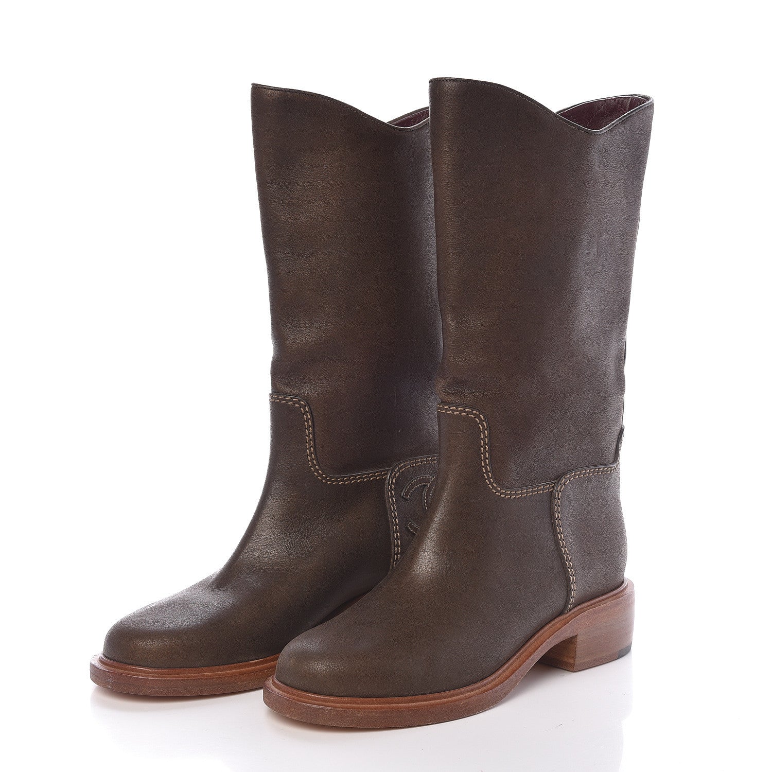Chanel Calfskin Paris Dallas Boots 37 Dark Gold 3 of 6