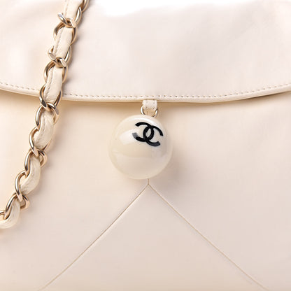 Chanel Lambskin Coco Ball Fold Over Bag White 10 of 10