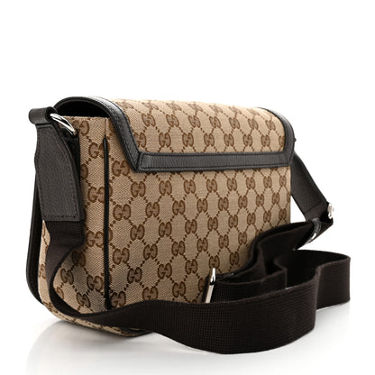 Gucci Monogram Flap Messenger Bag Beige Dark Brown 3 of 12